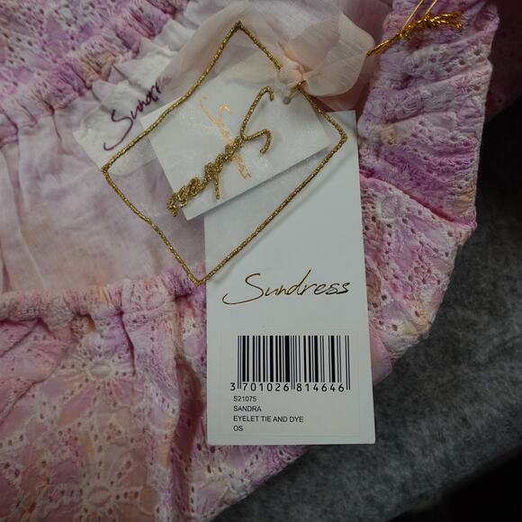 Sundress Revolve Dress Womens One Size NWT Sandra Eyelet Tie and Dye Belted Midi - Picture 8 of 10